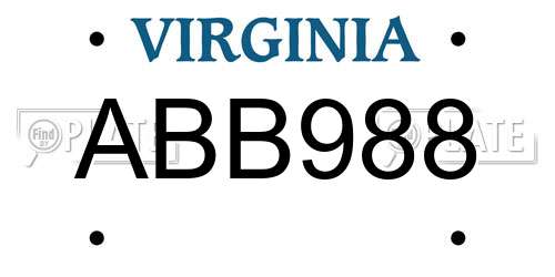 ABB988 Virginia License Plate