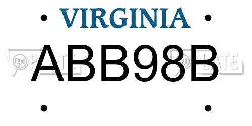 ABB98B Virginia License Plate