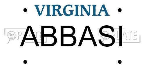ABBASI Virginia License Plate