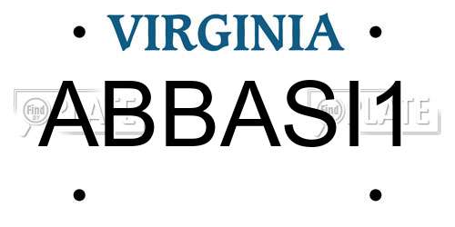ABBASI1 Virginia License Plate