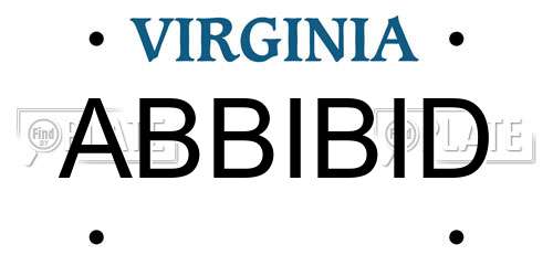 ABBIBID Virginia License Plate