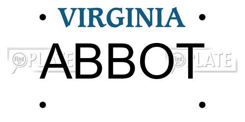 ABBOT Virginia License Plate