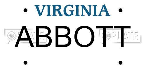 ABBOTT Virginia License Plate