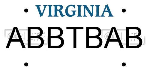 ABBTBAB Virginia License Plate