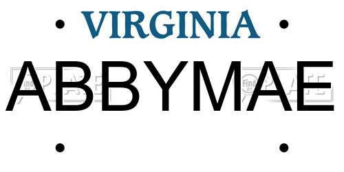 ABBYMAE Virginia License Plate