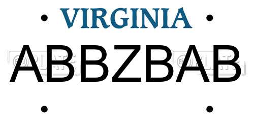 ABBZBAB Virginia License Plate