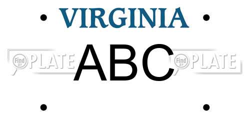ABC Virginia License Plate