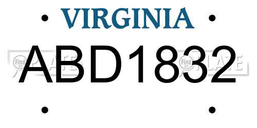 ABD1832 Virginia License Plate