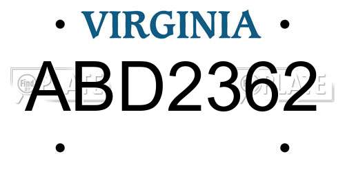 ABD2362 Virginia License Plate