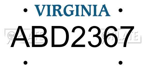 ABD2367 Virginia License Plate