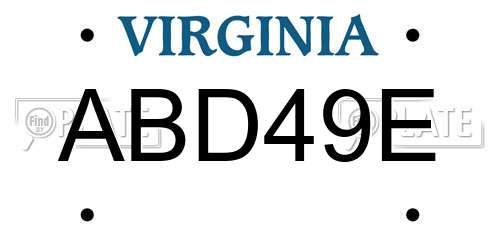 ABD49E Virginia License Plate