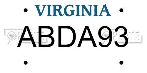 ABDA93 Virginia License Plate