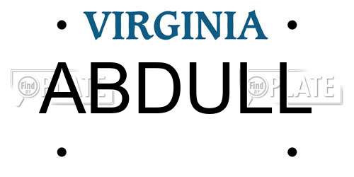 ABDULL Virginia License Plate