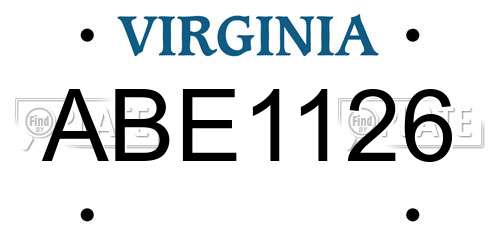 ABE1126 Virginia License Plate