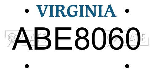 ABE8060 Virginia License Plate
