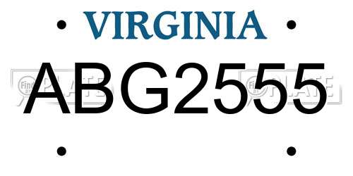 ABG2555 Virginia License Plate