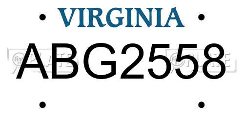 ABG2558 Virginia License Plate