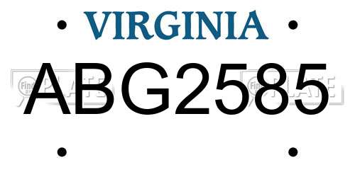 ABG2585 Virginia License Plate