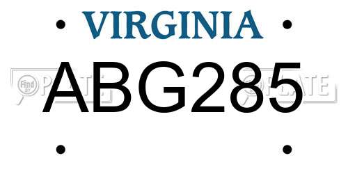 ABG285 Virginia License Plate