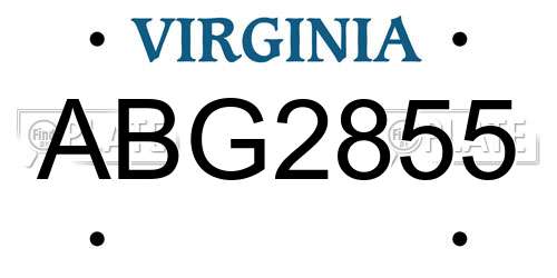 ABG2855 Virginia License Plate