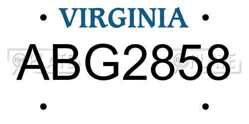 ABG2858 Virginia License Plate