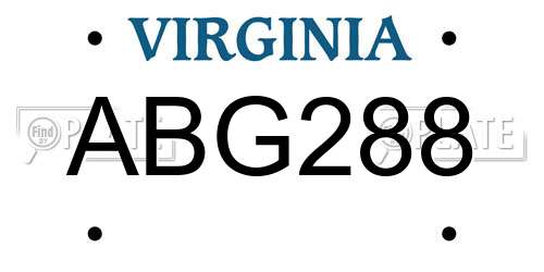 ABG288 Virginia License Plate