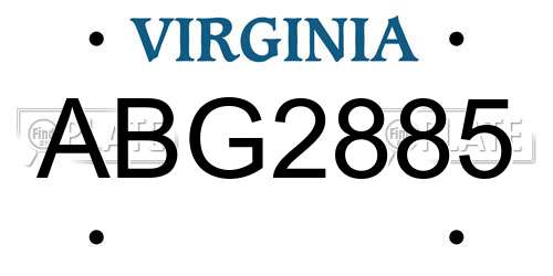 ABG2885 Virginia License Plate