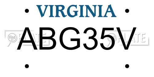 ABG35V Virginia License Plate