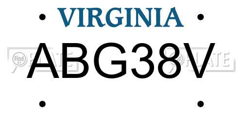 ABG38V Virginia License Plate