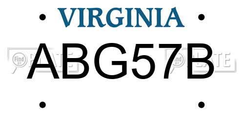 ABG57B Virginia License Plate