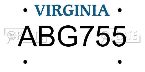ABG755 Virginia License Plate