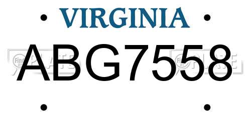 ABG7558 Virginia License Plate