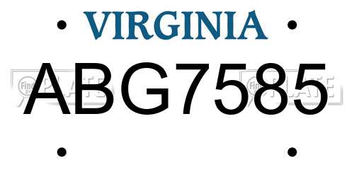 ABG7585 Virginia License Plate