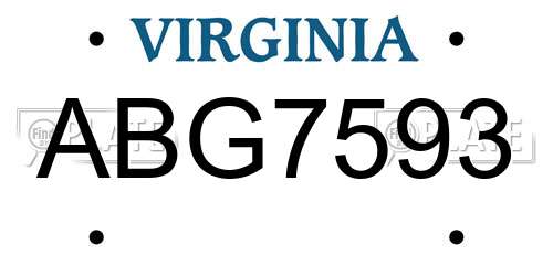 ABG7593 Virginia License Plate