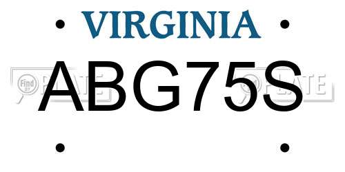 ABG75S Virginia License Plate