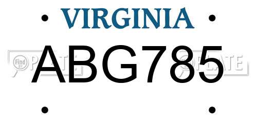 ABG785 Virginia License Plate