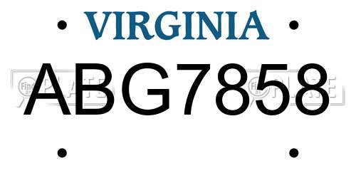 ABG7858 Virginia License Plate