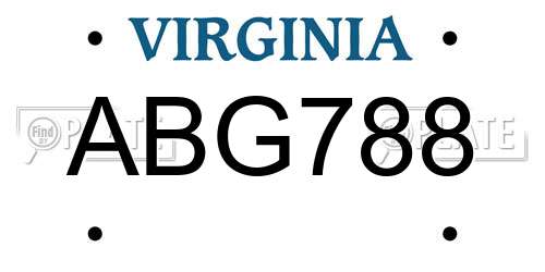 ABG788 Virginia License Plate