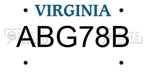 ABG78B Virginia License Plate