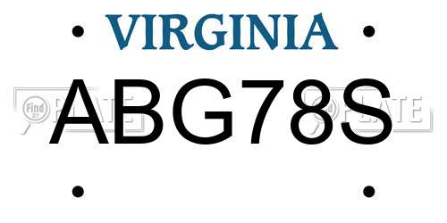 ABG78S Virginia License Plate