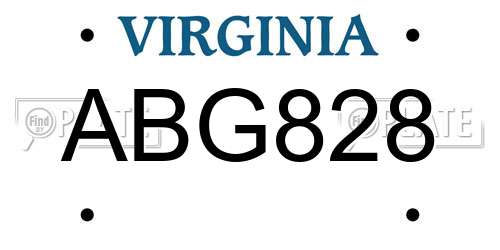 ABG828 Virginia License Plate