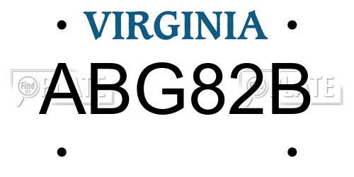ABG82B Virginia License Plate