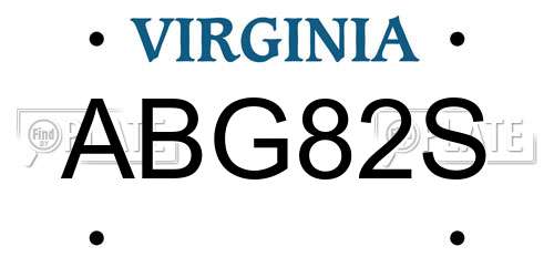 ABG82S Virginia License Plate