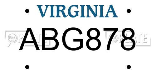 ABG878 Virginia License Plate