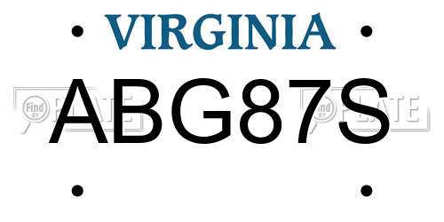 ABG87S Virginia License Plate