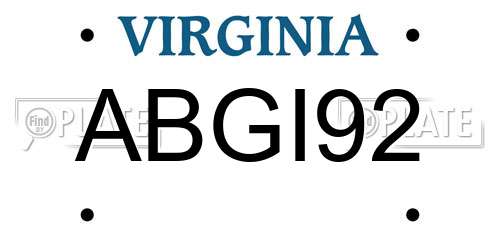 ABGI92 Virginia License Plate
