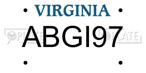 ABGI97 Virginia License Plate