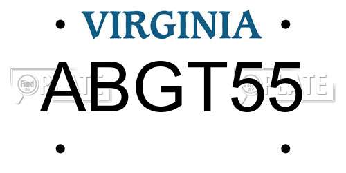 ABGT55 Virginia License Plate