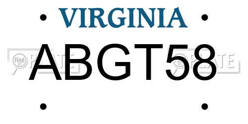 ABGT58 Virginia License Plate