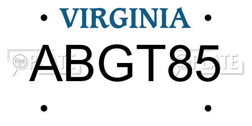 ABGT85 Virginia License Plate